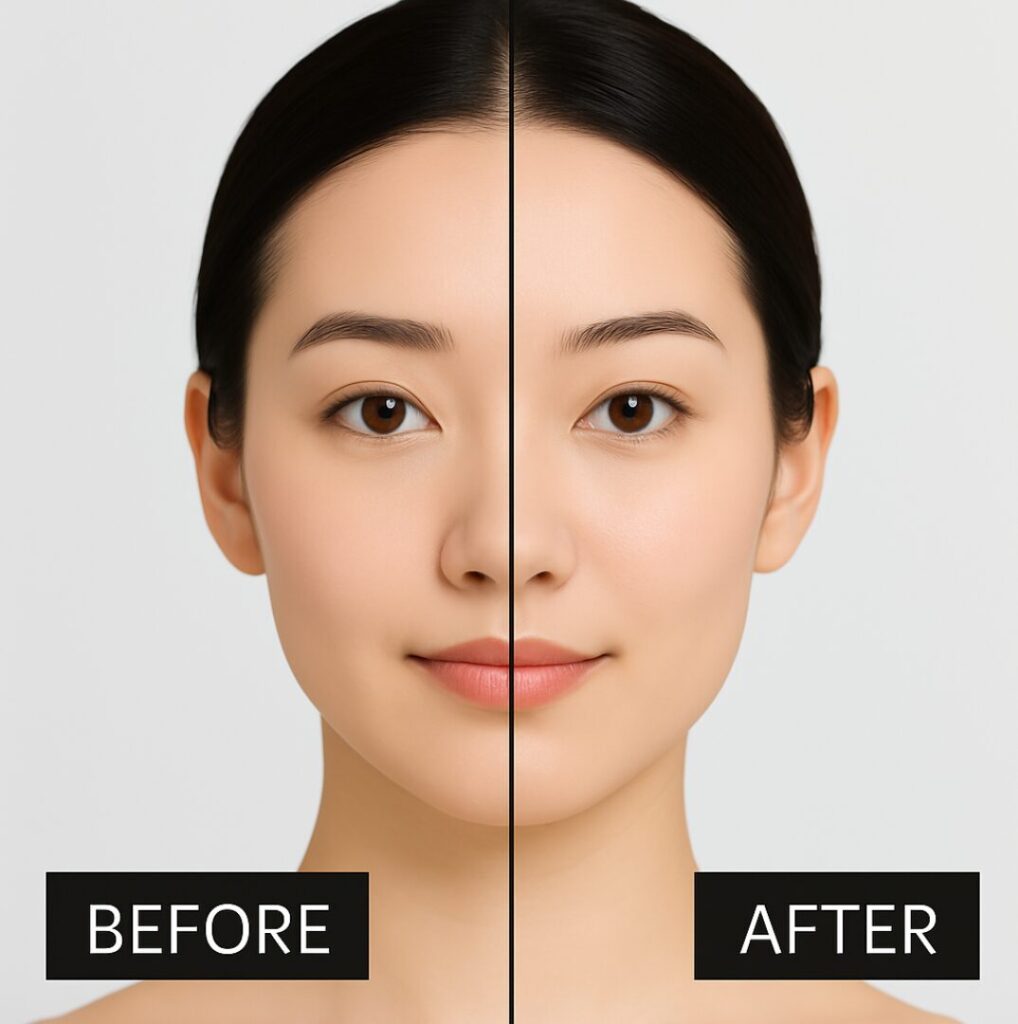EMSリフトブラシを使用しているBefore-After女性