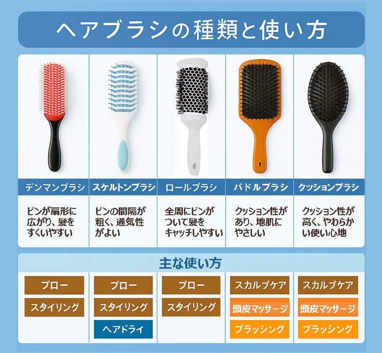 ヘアブラシの種類
